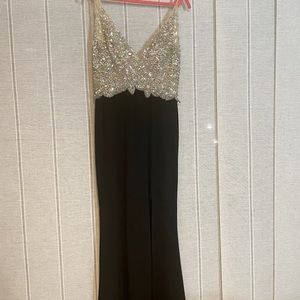 Black formal dress with open back